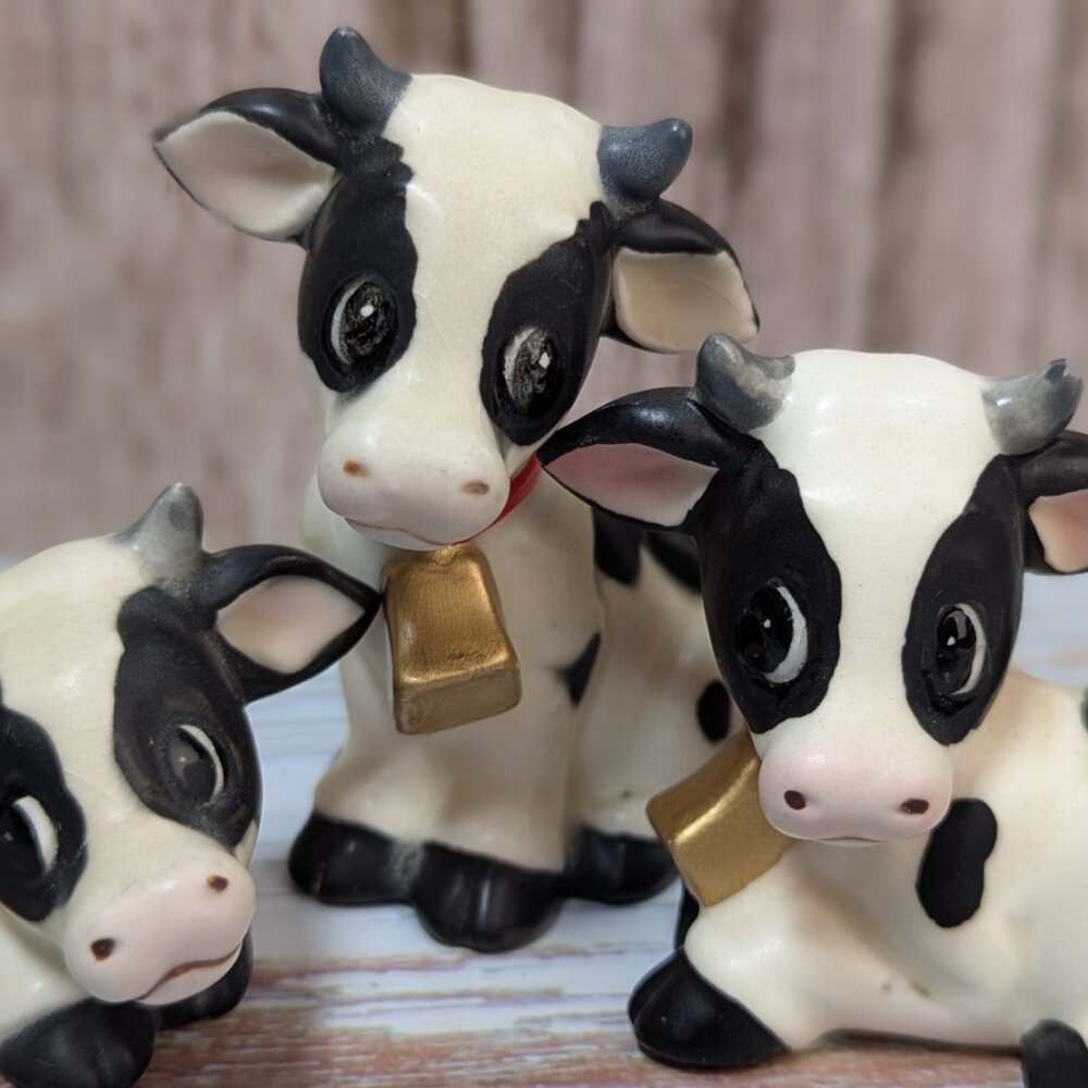 Rare Vintage 1950-1960s NORCREST Japan A624 Cow Figurines Set of 3 - Picture 8 of 8